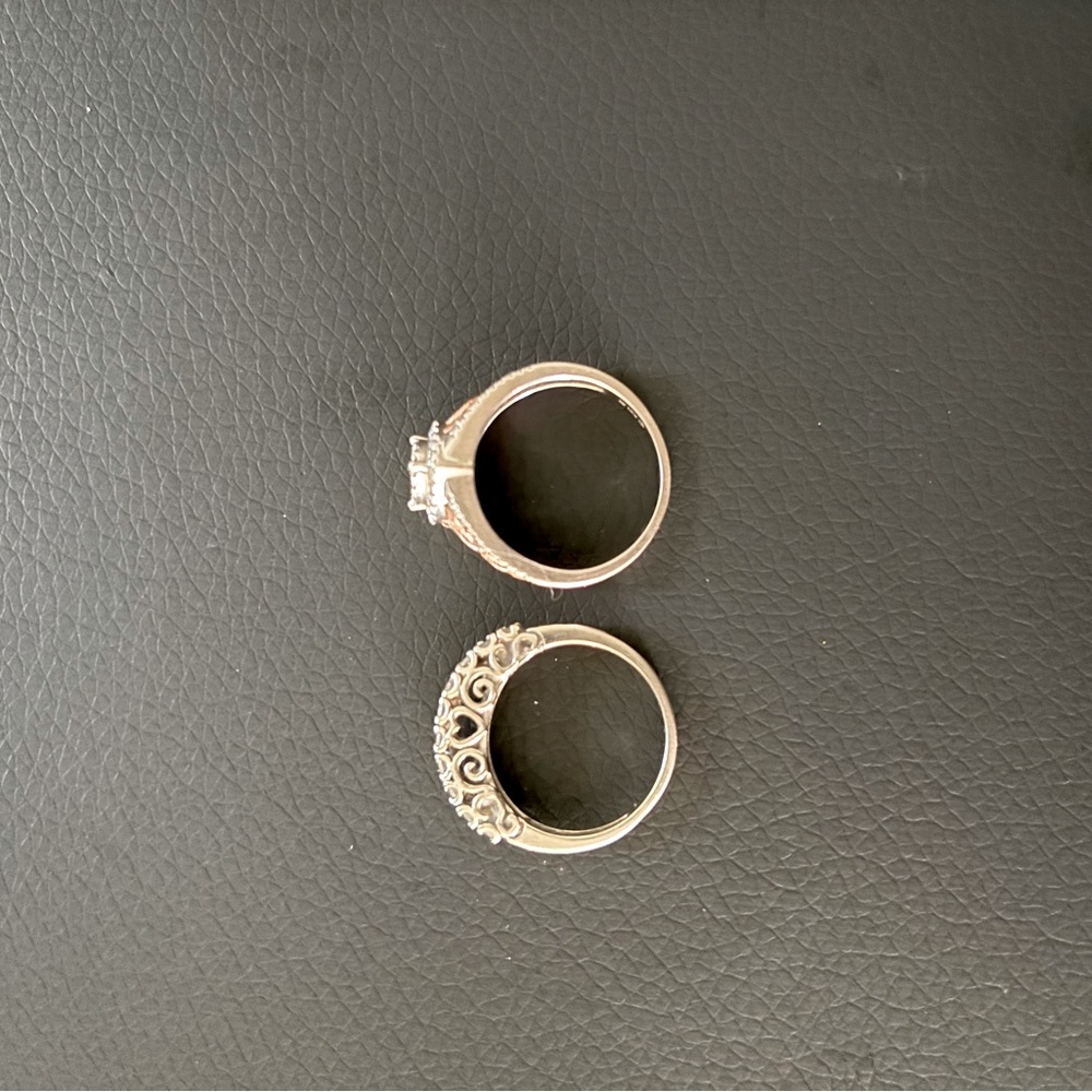 Wedding set,heart based. Size 8. 14k White gold with 14k rose gold centered.